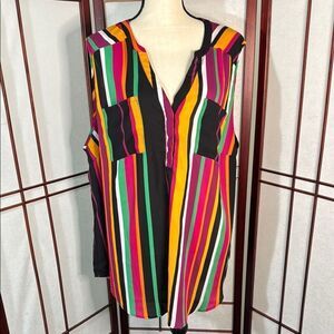 Torrid Red and Yellow Sleeveless stripe Blouse